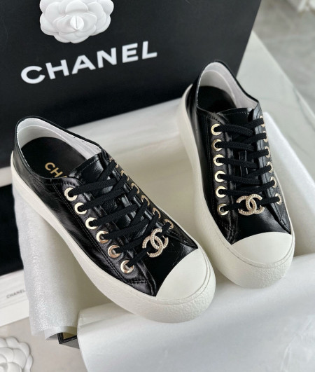 [CHANEL]샤넬 24P 엘러브 새상품 CC로고 스니커즈 블랙 신발