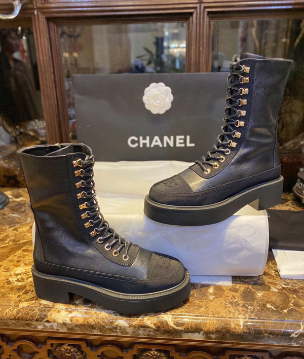 [CHANEL]샤넬신발 CC 로고 shoes 롱부츠 퀄팅 앵클 부츠 블랙 팬더샵 슈즈