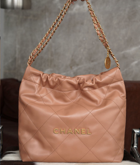 [CHANEL]샤넬 22P 스몰 22bag 호보백 브라운금장 체인백 (미러급 정품가죽) 핸드백 팬더샵가방