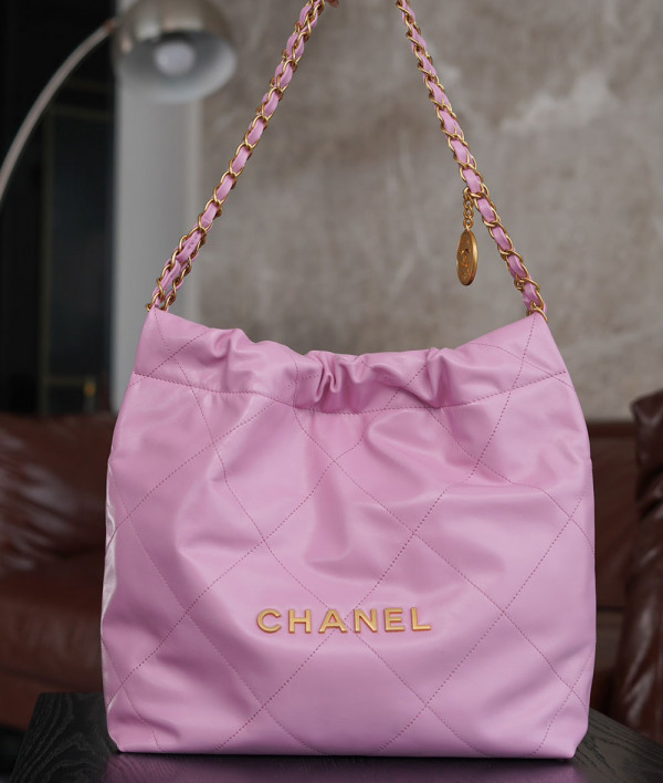 [CHANEL]샤넬 22P 스몰 22bag 호보백 핑크금장 체인백 (미러급 정품가죽) 핸드백 팬더샵가방