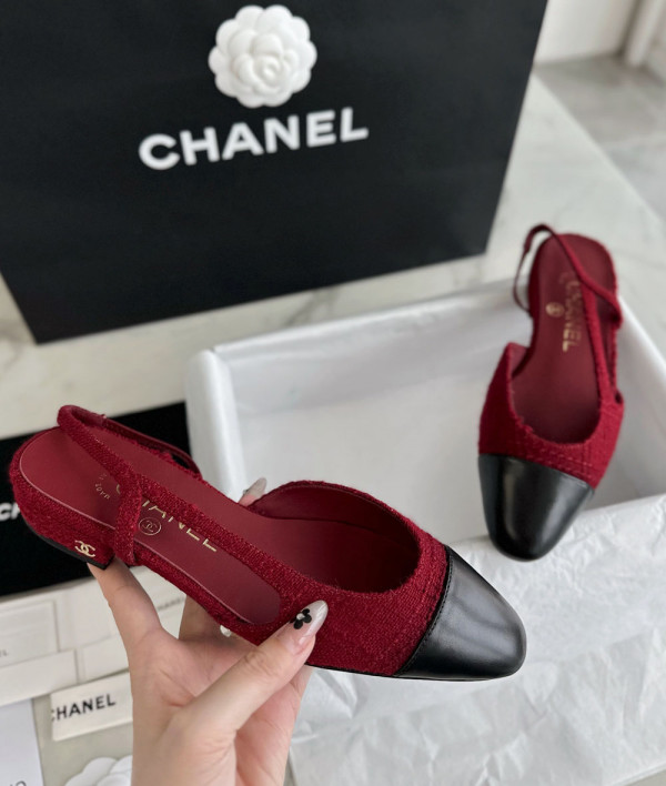 [CHANEL]샤넬23K shoes 미드힐펌프스 플랫 신상 슈즈 프린티드 cc로고 레드 여성 팬더샵 신발