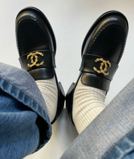 [CHANEL]샤넬24s shoes 카프시킨 블랙 패션 로퍼슈즈 플랫폼 cc퀄티트 레더 로퍼플랫 팬더샵신발