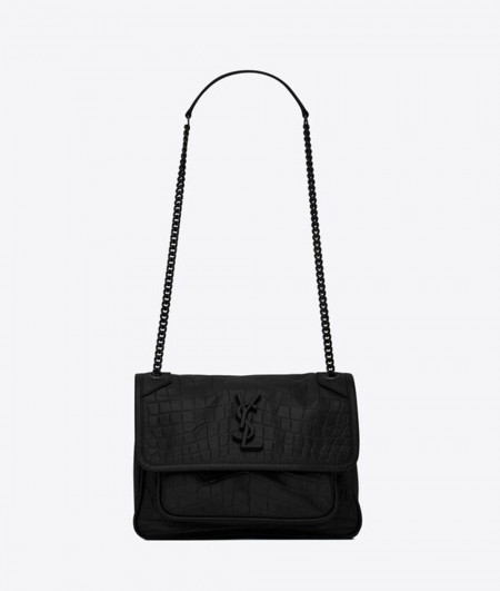 [YSL]입생로랑 NIKI BABY BAG 498892 신상 악어무늬 크로스백 여성 블랙체인 핸드쇼핑백